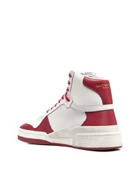 Sneakers alte in pelle bianche e rosse di Saint Laurent