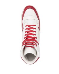 Sneakers alte in pelle bianche e rosse di Saint Laurent