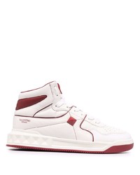 Sneakers alte in pelle bianche e rosse di Valentino Garavani