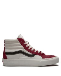 Sneakers alte in pelle bianche e rosse di Vans