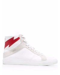 Sneakers alte in pelle bianche e rosse di Zadig & Voltaire