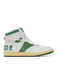 Sneakers alte in pelle bianche e verdi