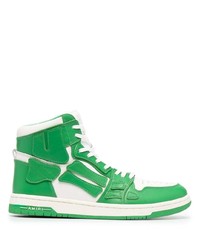 Sneakers alte in pelle bianche e verdi di Amiri