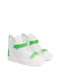 Sneakers alte in pelle bianche e verdi di Giuseppe Zanotti