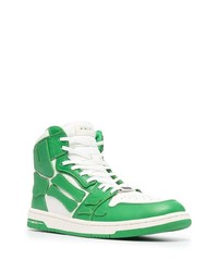 Sneakers alte in pelle bianche e verdi di Amiri