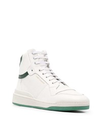 Sneakers alte in pelle bianche e verdi di Saint Laurent