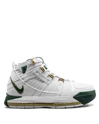 Sneakers alte in pelle bianche e verdi di Nike
