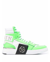 Sneakers alte in pelle bianche e verdi di Philipp Plein