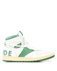Sneakers alte in pelle bianche e verdi di Rhude
