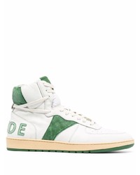 Sneakers alte in pelle bianche e verdi di Rhude