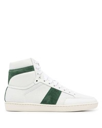 Sneakers alte in pelle bianche e verdi di Saint Laurent