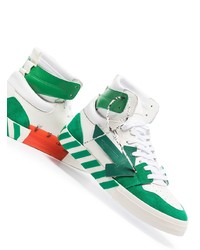 Sneakers alte in pelle bianche e verdi di Off-White
