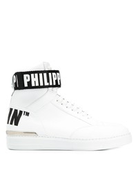 Sneakers alte in pelle bianche di Philipp Plein