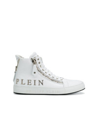 Sneakers alte in pelle bianche di Philipp Plein
