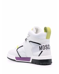 Sneakers alte in pelle bianche di Moschino