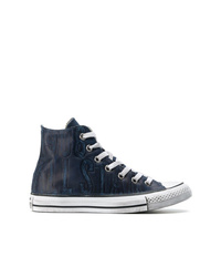 Sneakers alte in pelle blu scuro di Converse