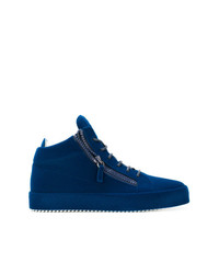 Sneakers alte in pelle blu scuro di Giuseppe Zanotti Design