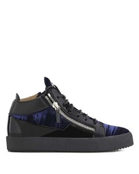 Sneakers alte in pelle blu scuro di Giuseppe Zanotti
