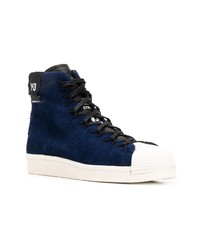 Sneakers alte in pelle blu scuro di Y-3