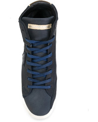 Sneakers alte in pelle blu scuro di Philippe Model
