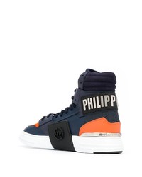 Sneakers alte in pelle blu scuro di Philipp Plein