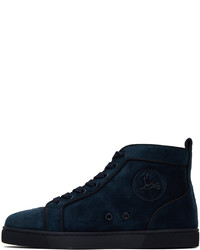 Sneakers alte in pelle blu scuro di Christian Louboutin