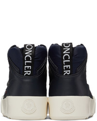 Sneakers alte in pelle blu scuro di Moncler