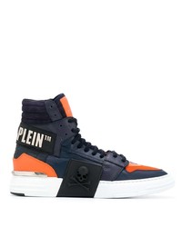 Sneakers alte in pelle blu scuro di Philipp Plein