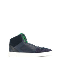 Sneakers alte in pelle blu scuro di Versace