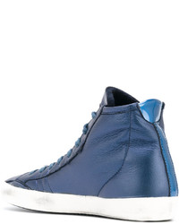Sneakers alte in pelle blu di Philippe Model