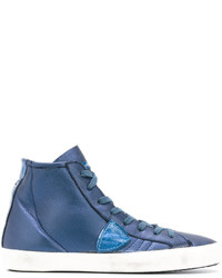 Sneakers alte in pelle blu di Philippe Model