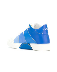 Sneakers alte in pelle blu di Ermenegildo Zegna