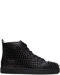 Sneakers alte in pelle con borchie nere di Christian Louboutin