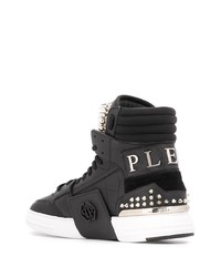 Sneakers alte in pelle con borchie nere di Philipp Plein