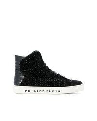Sneakers alte in pelle con borchie nere di Philipp Plein