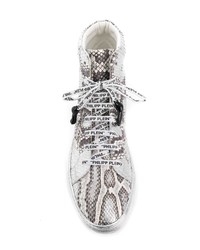 Sneakers alte in pelle con stampa serpente argento di Philipp Plein