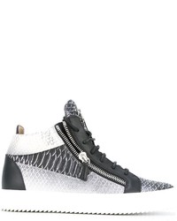 Sneakers alte in pelle con stampa serpente nere di Giuseppe Zanotti Design
