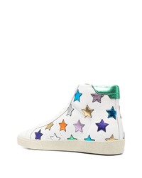Sneakers alte in pelle con stelle bianche di Saint Laurent