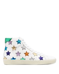 Sneakers alte in pelle con stelle bianche di Saint Laurent