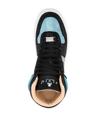 Sneakers alte in pelle decorate azzurre di Philipp Plein