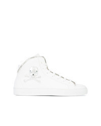 Sneakers alte in pelle decorate bianche