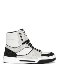 Sneakers alte in pelle decorate bianche di Dolce & Gabbana