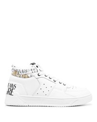 Sneakers alte in pelle decorate bianche di VERSACE JEANS COUTURE