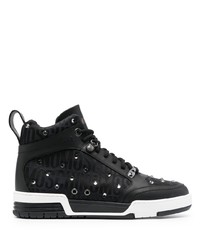 Sneakers alte in pelle decorate nere di Moschino