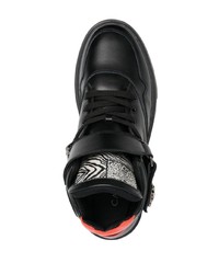 Sneakers alte in pelle decorate nere di Roberto Cavalli