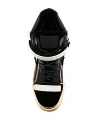 Sneakers alte in pelle decorate nere di Giuseppe Zanotti Design