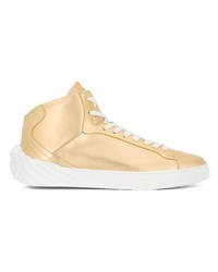 Sneakers alte in pelle dorate di Versace