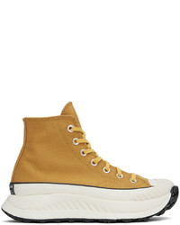 Sneakers alte in pelle gialle di Converse