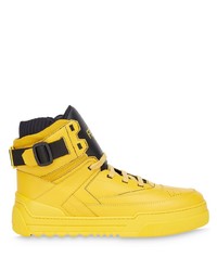 Sneakers alte in pelle gialle di Fendi