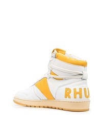 Sneakers alte in pelle gialle di Rhude